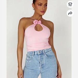 Adeline Rose Halter Top - Baby Pink
